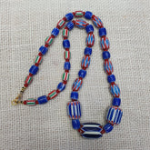 Colorful Chevron and White Heart Venetian Beads Glass Beads Necklace NC-107